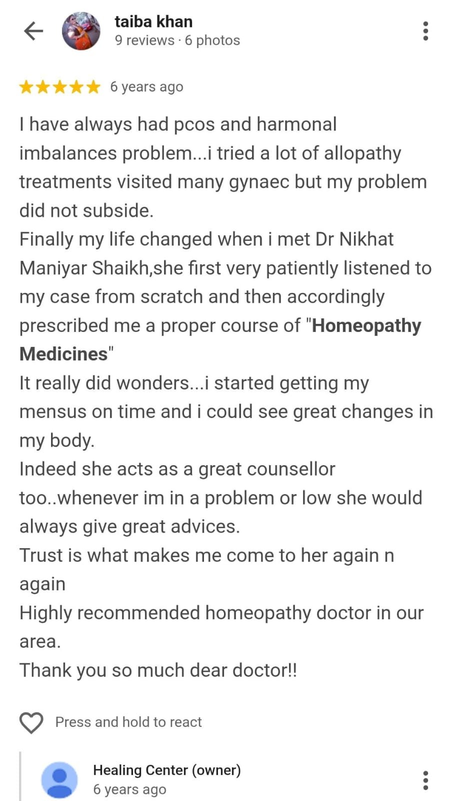 Google review screenshot