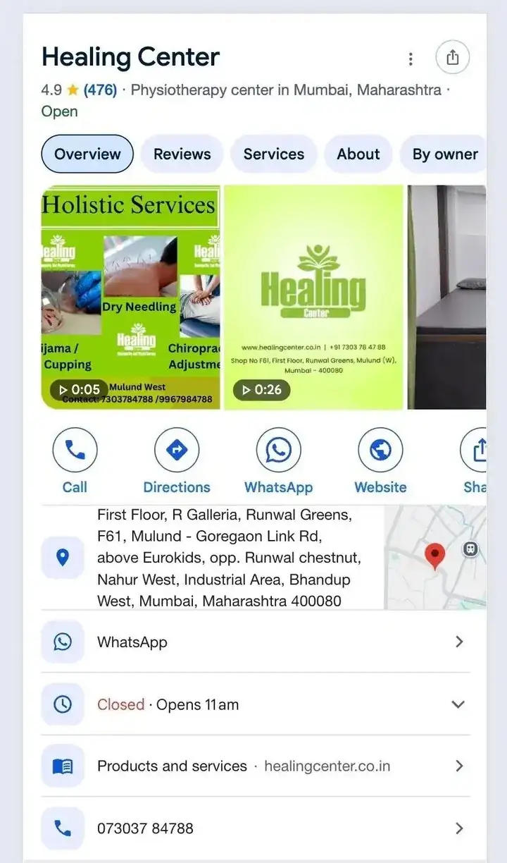 Healing Center - Google Rating